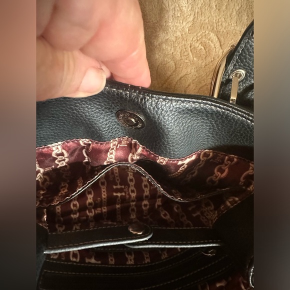 Tignanello Handbag Black Genuine Pebbled Leather Dual Handle Purse Satchel - Picture 5 of 14